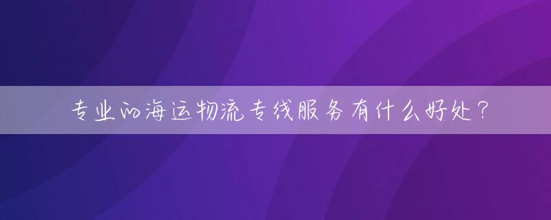 专业的海运物流专线服务有什么好处？